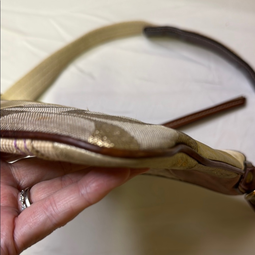 Coach Gold and Cream Crossbody Bag with Patchwork Design - has hangtag - Picture 4 of 16